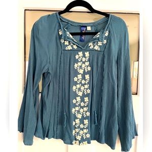 NWT Francesca’s Blue Rain teal boho blouse